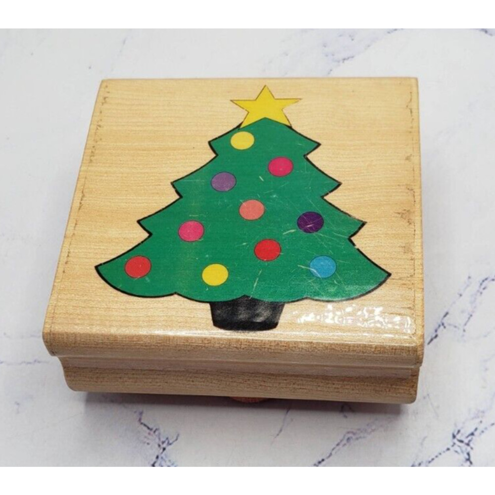 Christmas Tree Canadian Maple Collection Wood Mounted Rubber Stamp X3022